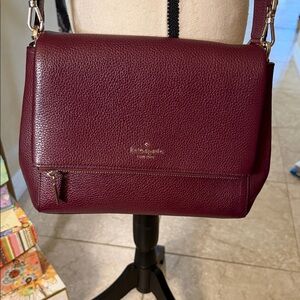 kate spade Pebbled Leather Crossbody Bag in Deep Burgundy